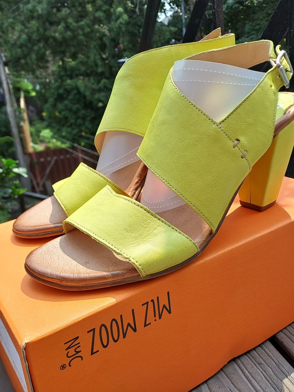Miz Mooz Women’s Lime Green Block Heel Sandals